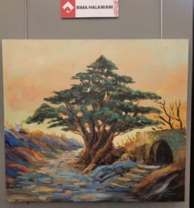 الفنانة ريما حلواني تشارك بلوحتها في معرض الفن العربي في لندن