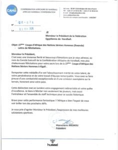 الاتحاد الأفريقي لكرة اليد يهنئ مصر بالتتويج بلقب أمم أفريقيا للرجال في رواندا